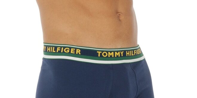 Pánske tmavo modré boxerky so zeleným pásom Tommy Hilfiger