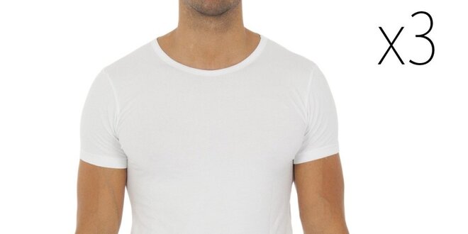 Sada troch pánskych bielych tričiek s krátkym rukávom Tommy Hilfiger