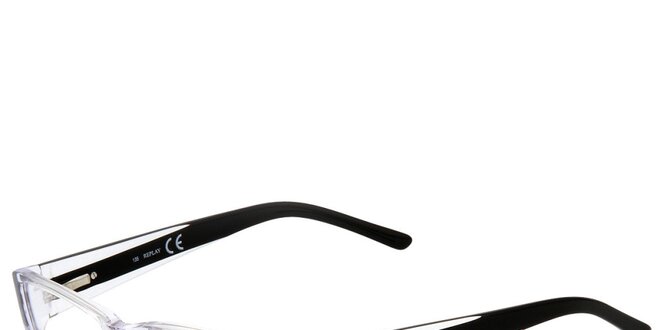 Transparentné okuliare s čiernymi stranicami Replay