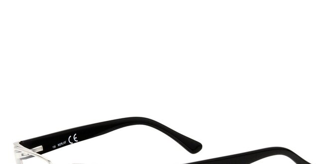 Strieborné okuliare s čiernymi stranicami Replay