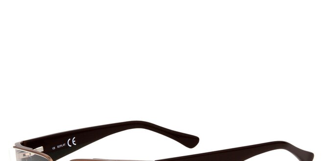 Dámske hnedé okuliare Replay so širokými plastovými stranicami