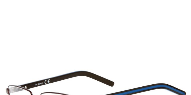 Hranaté hnedo-modré okuliare Replay