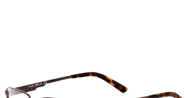 Dámske tenké hnedé rámy na dioptrické okuliare so žíhaným zakončením Replay