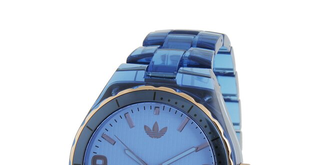 Dámské tmavo modré transparentné hodinky Adidas so zlatými detailami