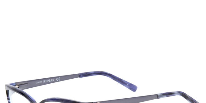 Dámske modro žíhané plastové okuliare Replay