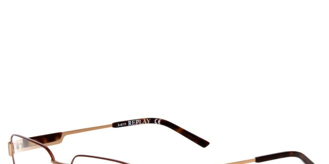 Pánske hnedo-zlaté okuliare s čiernymi detailmi Replay