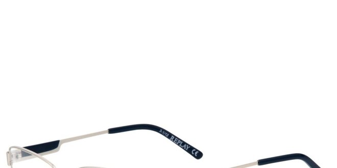 Pánske strieborné okuliare s modrými detailmi Replay