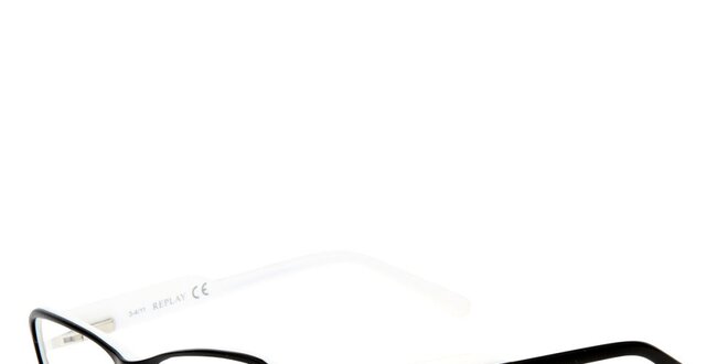 Dámske čierno-biele hranaté okuliare Replay