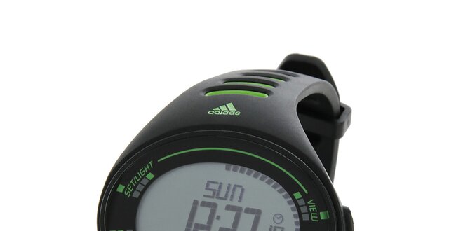 Pánske čierne športové hodinky Adidas so zelenými detailami