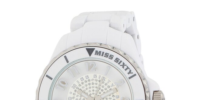 Dámske biele hodinky so striebornými detailmi Miss Sixty