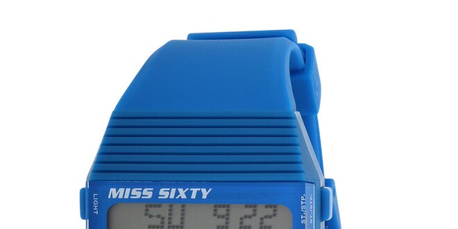 Dámske modré plastové hodinky s bielymi detailmi Miss Sixty