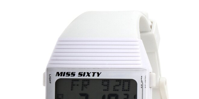 Dámske biele digitálne hodinky s čiernymi detailmi Miss Sixty
