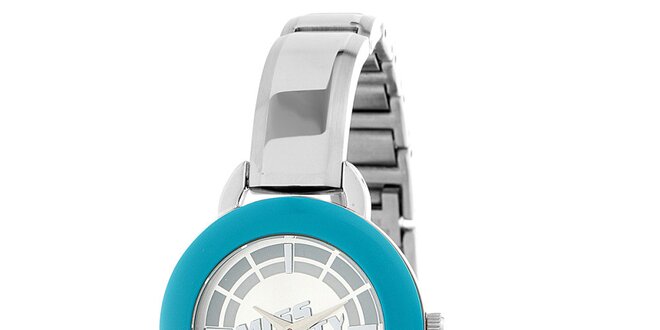 Dámske strieborno-modré hodinky Miss Sixty