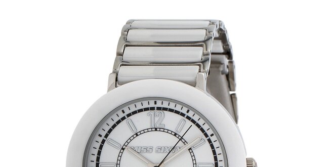 Dámske biele hodinky s keramickými prvkami Miss Sixty