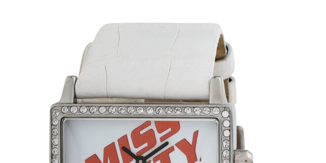 Dámske hranaté analogové hodinky s kryštálikmi Miss Sixty