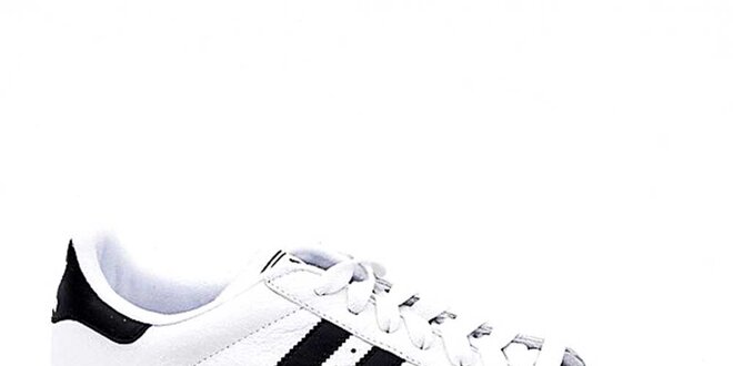 Pánske biele tenisky s čiernymi pruhmi Adidas