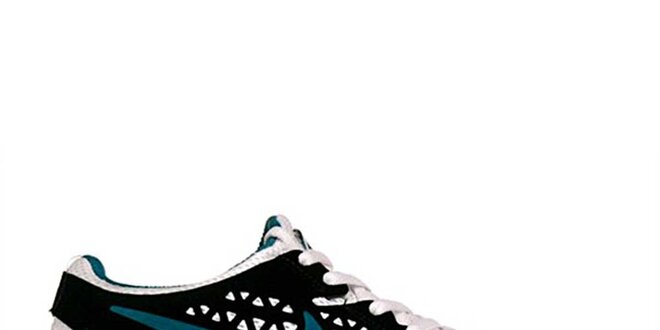 Dámske čierno-biele bežecké topánky Nike s modrými detailmi