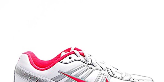 Dámske bielo-strieborné bežecké topánky Nike s ružovými detailmi