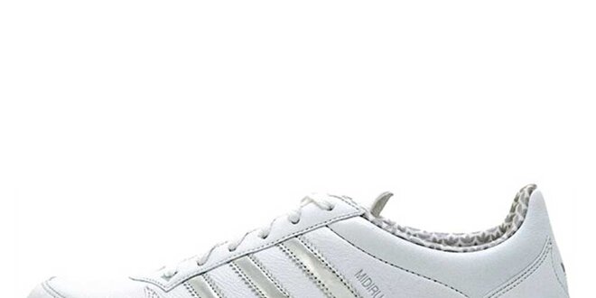Dámske biele tenisky so striebornými pruhmi Adidas