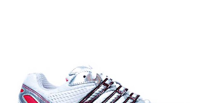 Dámske bielo-strieborno-červené topánky na beh Adidas