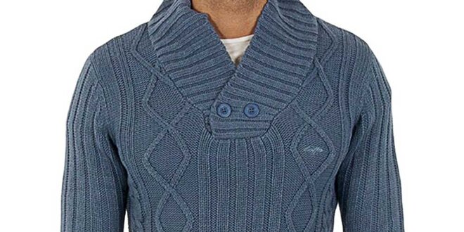 Pánsky šedomodrý pletený sveter Lotto s vrkôčikmi
