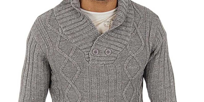 Pánsky šedý pletený sveter Lotto s vrkôčikmi