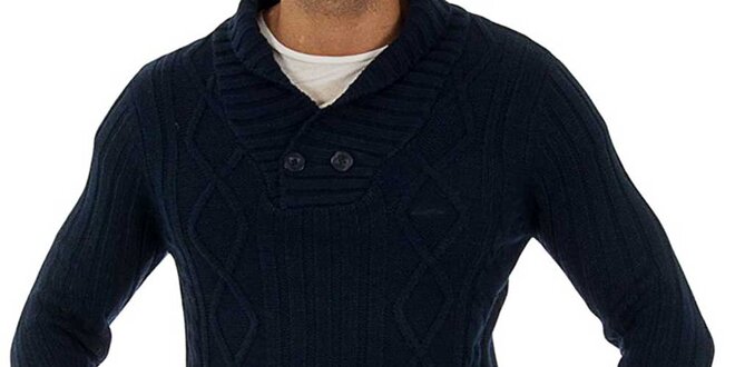 Pánsky modrý pletený sveter Lotto s vrkôčikmi