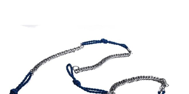 Dámsky strieborný náhrdelník Esprit s modrými šnúrkami