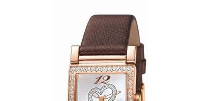 Dámske ružovo-hnedé hodinky so srdiečkom Esprit