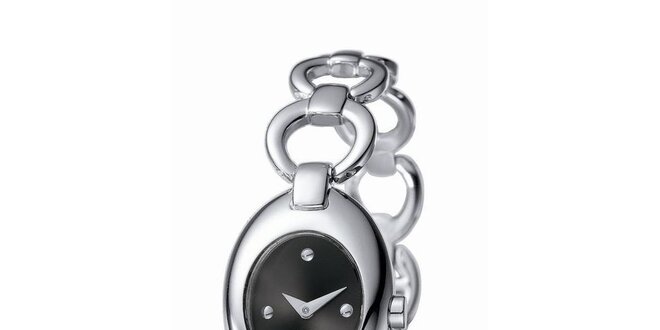 Dámske strieborné hodinky s čiernym ciferníkom Esprit
