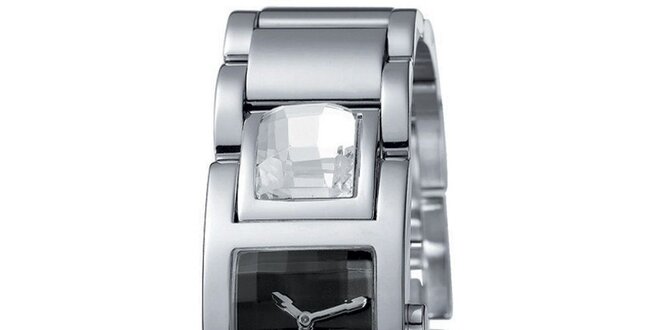 Dámske strieborno tónované hodinky s čiernym ciferníkom Esprit