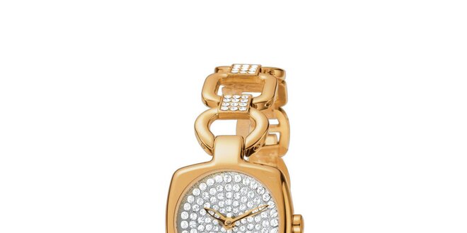 Dámske zlato tónované hodinky s kryštálmi Esprit
