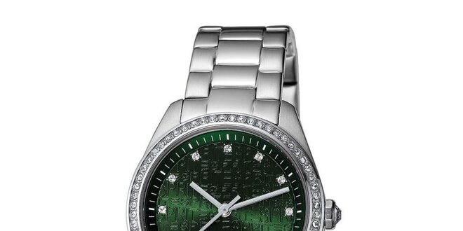 Dámske oceľové hodinky so zeleným ciferníkom Esprit