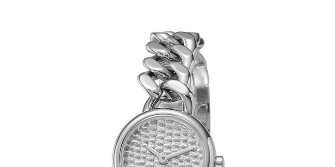 Dámske strieborno tónované hodinky s hadím vzorom na ciferníku Esprit