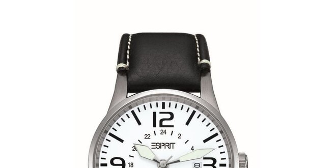 Pánske strieborné hodinky s červenou sekundovkou Esprit