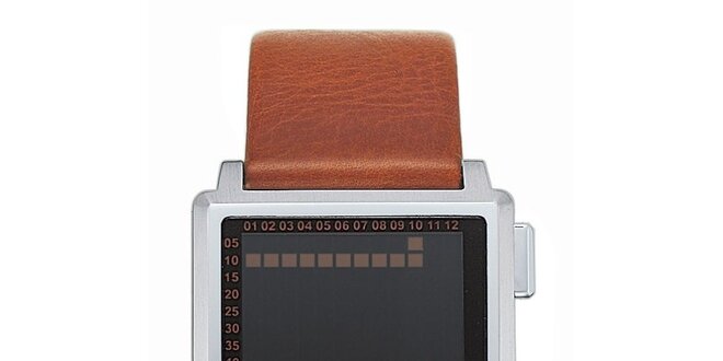 Pánske hranaté digitálne hodinky Esprit s hnedým remienkom