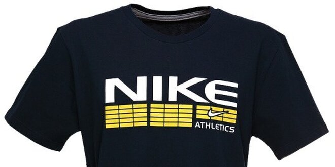 Pánske čierne tričko s žlto-bielou potlačou Nike