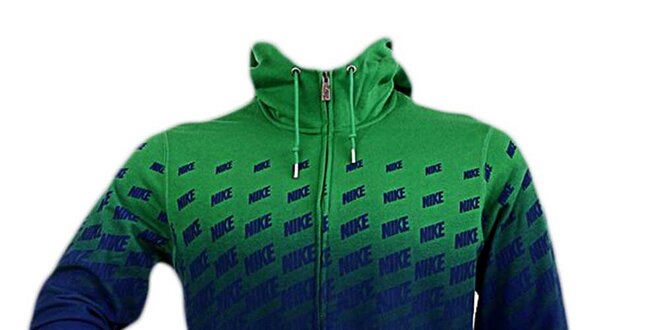 Pánska modro-zelená mikina s kapucňou Nike