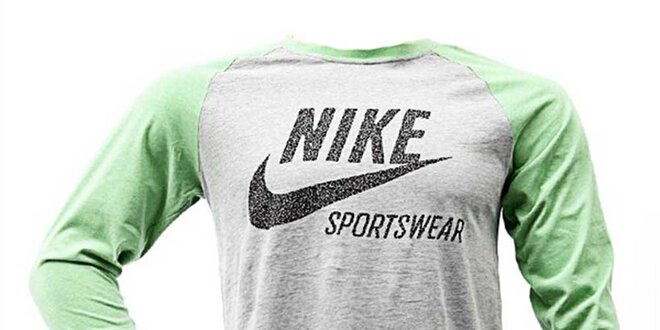 Pánske šedo-zelené tričko Nike