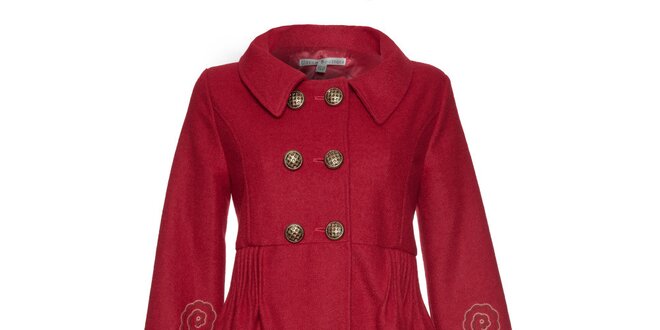 Dámsky červený kabátik s výšivkou Uttam Boutique