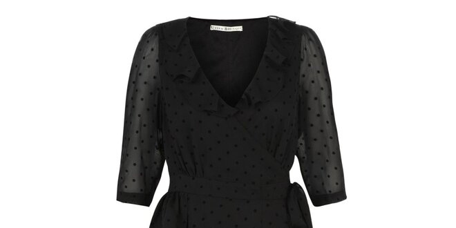 Dámske čierne večerné šaty s bodkami Uttam Boutique