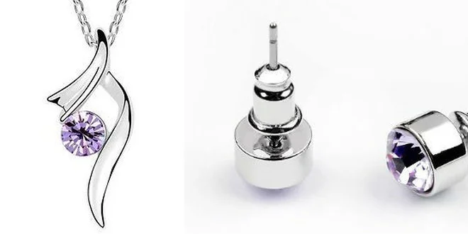 Sada elegantných náušníc + retiazka s príveskom austria krystal