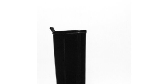 Dámske čierne vysoké čižmy s dvojitou ocvokovanou prackou Favolla