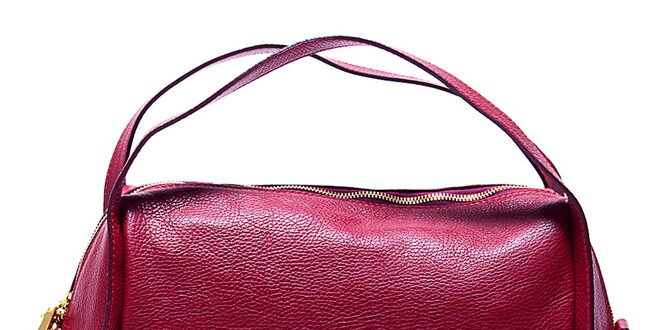 Štýlová červená kožená kabelka Renata Corsi