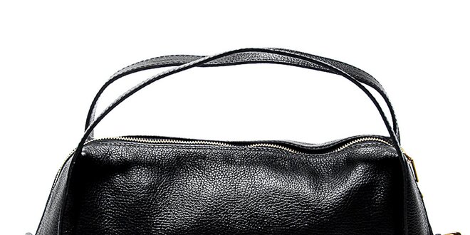Štýlová čierna kožená kabelka Renata Corsi