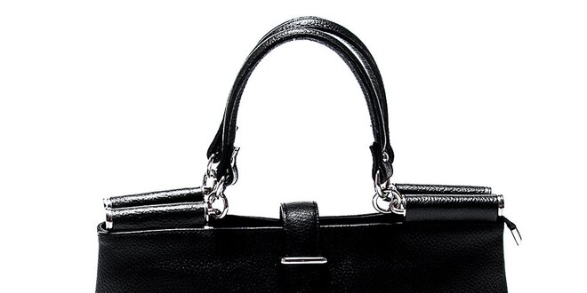 Originálna čierna kožená kabelka Renata Corsi