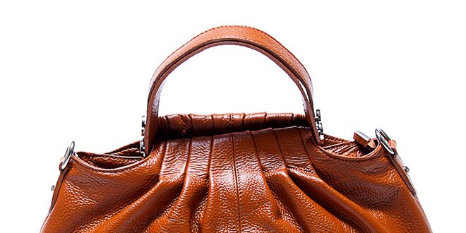 Originálna kožená kabelka v koňakovej farbe Renata Corsi