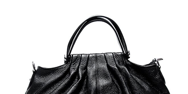Dámska čierna kožená kabelka s béžovými detailmi Renata Corsi