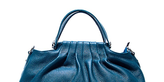 Dámska tyrkysová kožená kabelka s béžovými detailmi Renata Corsi