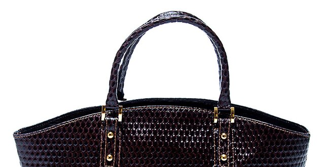 Dámska gaštanovo hnedá kožená kabelka so vzorom Renata Corsi